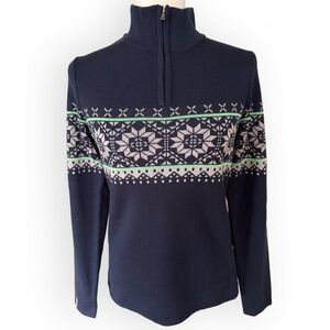 Meister Nordic Wool Blend 1/4 Zip Navy Blue Cortina Ski Sweater Size S